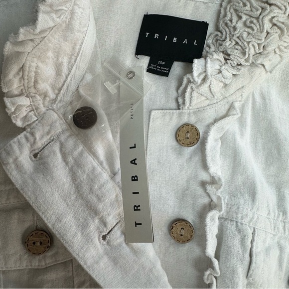 Tribal White Ruffled Long Sleeve Jacket, NWT, 14P - Picture 5 of 11